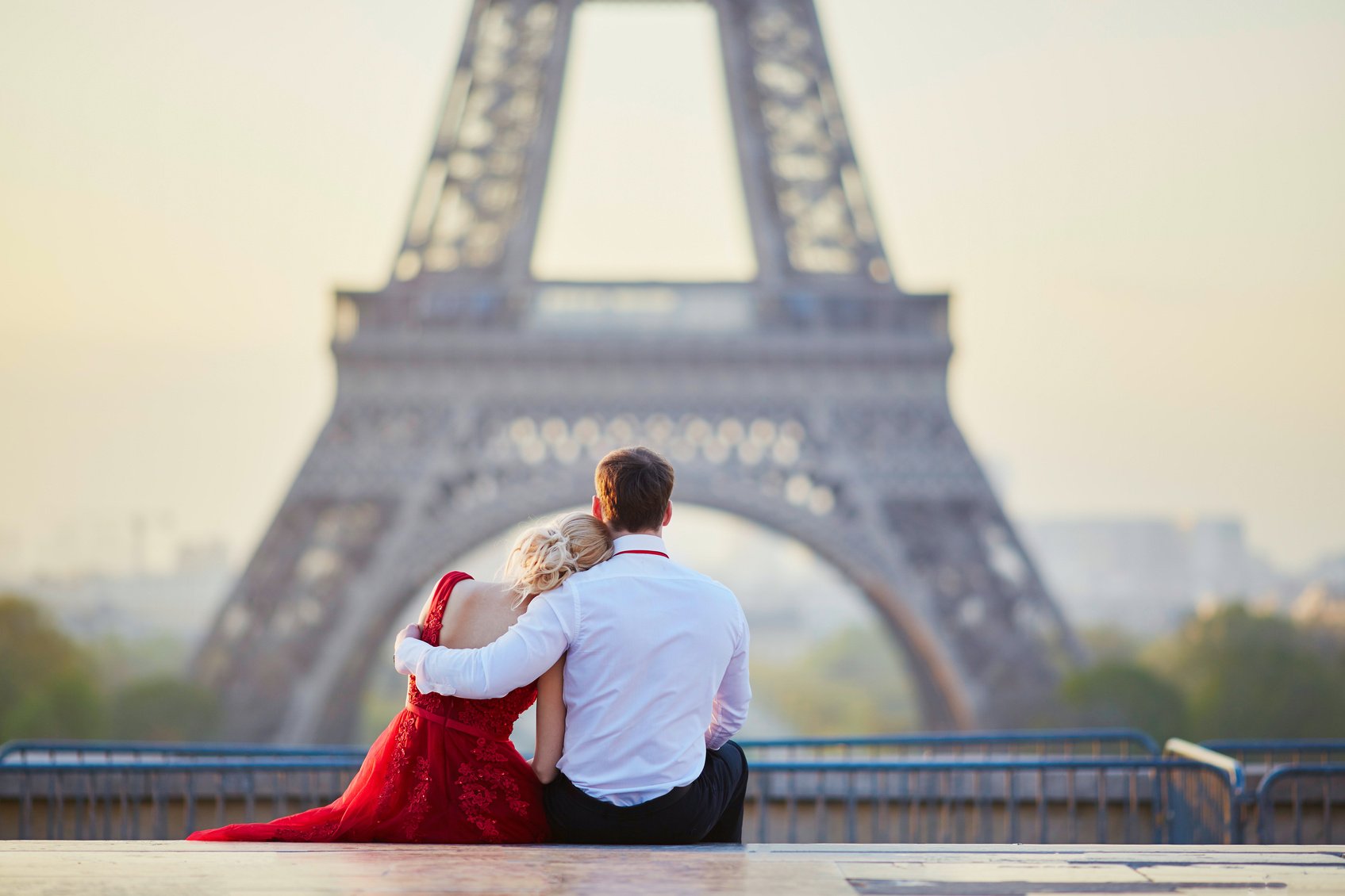 Couple near the Eiffel Tower 